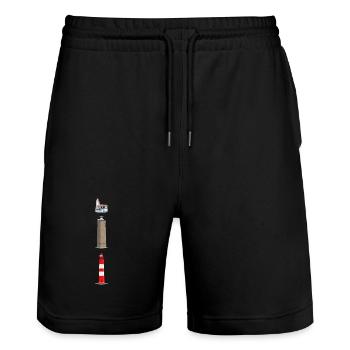 Phares Ameland, Terschelling, Marches - Short de jogging bio TRAINER Stanley/Stella unisexe - noir - Devant - Nik (191cm) & Marisol (170cm)