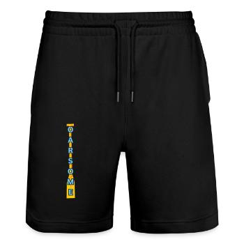 Oarsome Rowing design - Stanley/Stella Trainer Unisex Organic Jogging Shorts - black - Front - Nik (191cm) & Marisol (170cm)