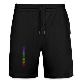 Blume des Lebens - 5. Dimension - 7 Chakren - Stanley/Stella Unisex Bio Joggingshorts Trainer  - Schwarz - Vorne - Nik (191cm) & Marisol (170cm)