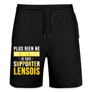 Lens football supporter lensois foot - Short de jogging bio TRAINER Stanley/Stella unisexe - noir - Devant - Nik (191cm) & Marisol (170cm)