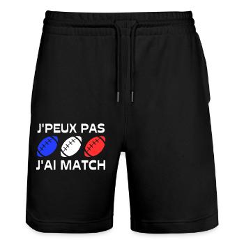 Teeshirt Rugby Comique J'ai match France - Short de jogging bio TRAINER Stanley/Stella unisexe - noir - Devant - Nik (191cm) & Marisol (170cm)