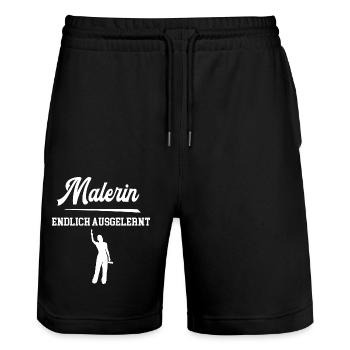 Malerin Ausbildung Prüfung Abgeschlossen Lehre - Stanley/Stella Unisex Bio Joggingshorts Trainer  - Schwarz - Vorne - Nik (191cm) & Marisol (170cm)