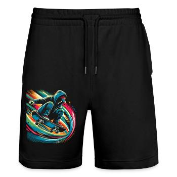 Skateur - Short de jogging bio TRAINER Stanley/Stella unisexe - noir - Devant - Nik (191cm) & Marisol (170cm)