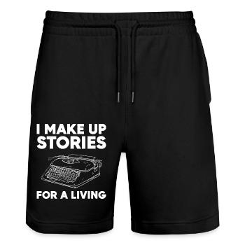 Autor - Stanley/Stella Unisex Bio Joggingshorts Trainer  - Schwarz - Vorne - Nik (191cm) & Marisol (170cm)