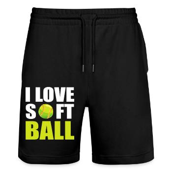 Softball Softball-Spieler - Stanley/Stella Unisex Bio Joggingshorts Trainer  - Schwarz - Vorne - Nik (191cm) & Marisol (170cm)