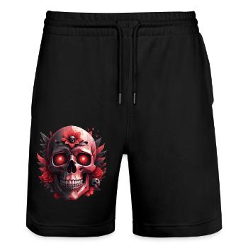 Crâne - Short de jogging bio TRAINER Stanley/Stella unisexe - noir - Devant - Nik (191cm) & Marisol (170cm)
