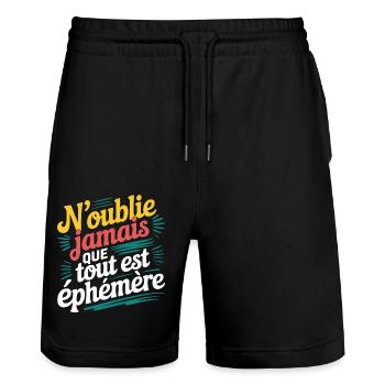 N'oublie jamais que tout est éphémère - Short de jogging bio TRAINER Stanley/Stella unisexe - noir - Devant - Nik (191cm) & Marisol (170cm)
