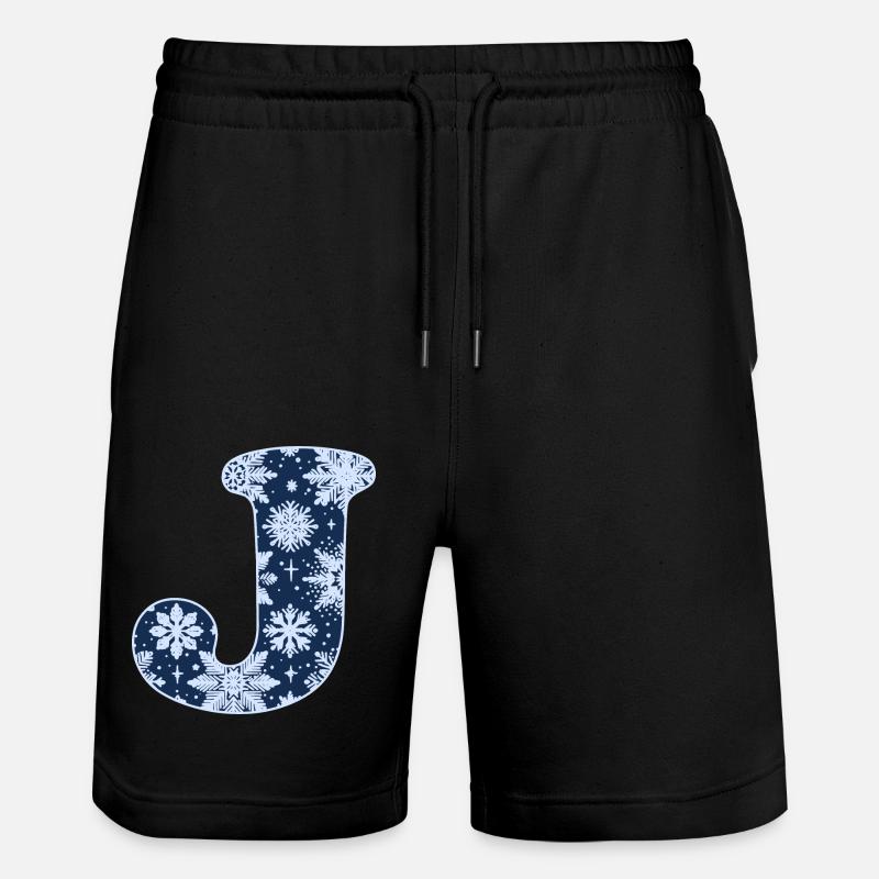 Buchstabe J Schneeflocken - Stanley/Stella Unisex Bio Joggingshorts Trainer  - Schwarz