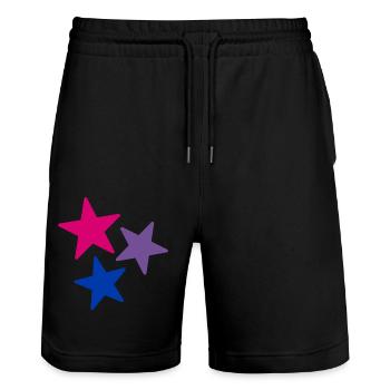 étoiles Bi drapeau couleurs fierté subtile - Short de jogging bio TRAINER Stanley/Stella unisexe - noir - Devant - Nik (191cm) & Marisol (170cm)