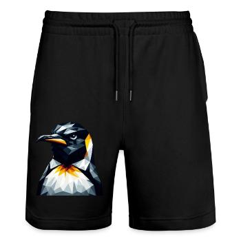 Geometric Penguin Polygon Math Art - Stanley/Stella Trainer Unisex Organic Jogging Shorts - black - Front - Nik (191cm) & Marisol (170cm)