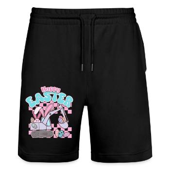Joyeuses Pâques - Short de jogging bio TRAINER Stanley/Stella unisexe - noir - Devant - Nik (191cm) & Marisol (170cm)