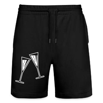 2 Sektgläser (Sekt / Trichter / Zu / White) - Stanley/Stella Unisex Bio Joggingshorts Trainer  - Schwarz - Vorne - Nik (191cm) & Marisol (170cm)