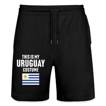 Das ist mein Uruguay Kostüm - Stanley/Stella Unisex Bio Joggingshorts Trainer  - Schwarz - Vorne - Nik (191cm) & Marisol (170cm)
