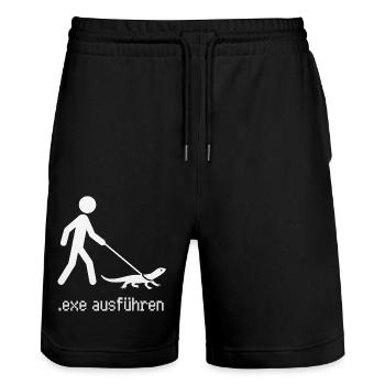 EXE ausführen Admin Informatiker Programmierer - Stanley/Stella Unisex Bio Joggingshorts Trainer  - Schwarz - Vorne - Nik (191cm) & Marisol (170cm)