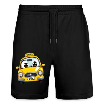 Kids Car Taxi Mom Driver Car Driver School - Stanley/Stella Trainer Unisex Organic Jogging Shorts - black - Front - Nik (191cm) & Marisol (170cm)
