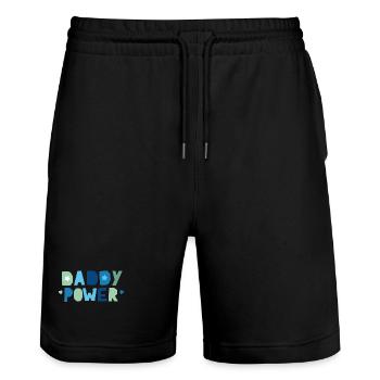 Daddy Power - Stanley/Stella Trainer Unisex Organic Jogging Shorts - black - Front - Nik (191cm) & Marisol (170cm)