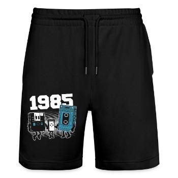 Vintage Born In 1985 Birthday Gift 1985 - Stanley/Stella Trainer Unisex Organic Jogging Shorts - black - Front - Nik (191cm) & Marisol (170cm)