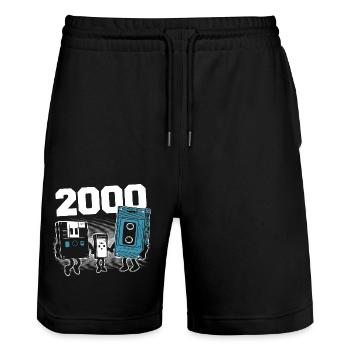Vintage Born In 2000 Birthday Gift 2000 - Stanley/Stella Trainer Unisex Organic Jogging Shorts - black - Front - Nik (191cm) & Marisol (170cm)