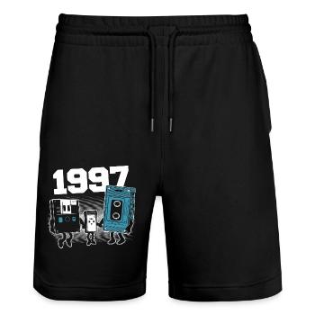Vintage Born In 1997 Birthday Gift 1997 - Stanley/Stella Trainer Unisex Organic Jogging Shorts - black - Front - Nik (191cm) & Marisol (170cm)