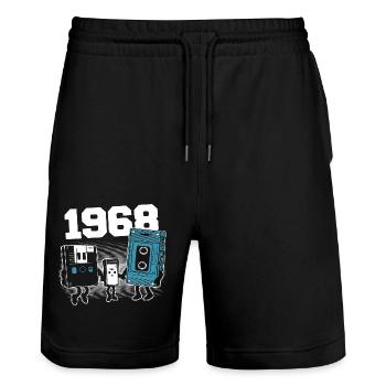 Vintage Born In 1968 Birthday Gift 1968 - Stanley/Stella Trainer Unisex Organic Jogging Shorts - black - Front - Nik (191cm) & Marisol (170cm)
