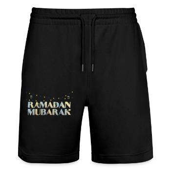 Ramadan Mubarak Fasting Islam - Stanley/Stella Trainer Unisex Organic Jogging Shorts - black - Front - Nik (191cm) & Marisol (170cm)