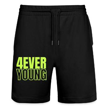 4EVERYOUNG dans le design vert - Short de jogging bio TRAINER Stanley/Stella unisexe - noir - Devant - Nik (191cm) & Marisol (170cm)