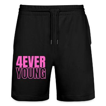 4EVERYOUNG in pink - Stanley/Stella Unisex Bio Joggingshorts Trainer  - Schwarz - Vorne - Nik (191cm) & Marisol (170cm)
