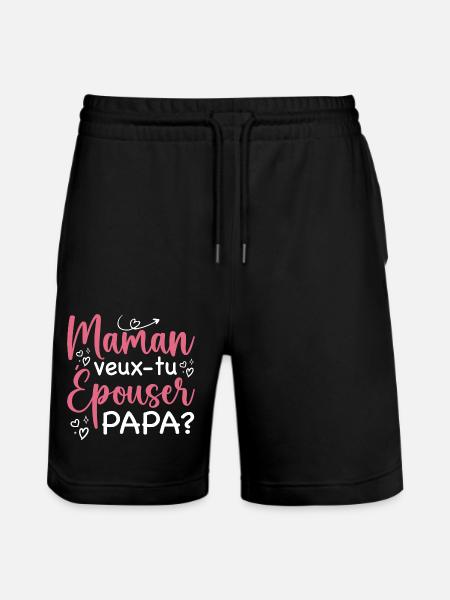 Maman veux tu épouser papa - demande en mariage - Short de jogging bio TRAINER Stanley/Stella unisexe - noir