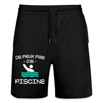 Ich kann kein Schwimmbad haben - Stanley/Stella Unisex Bio Joggingshorts Trainer  - Schwarz - Vorne - Nik (191cm) & Marisol (170cm)