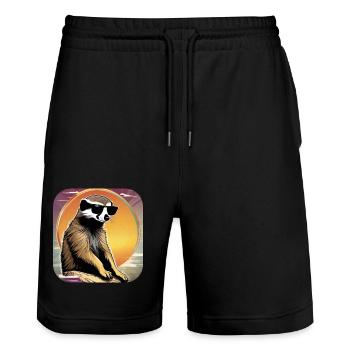 Suricate mignon avec coucher de soleil - Short de jogging bio TRAINER Stanley/Stella unisexe - noir - Devant - Nik (191cm) & Marisol (170cm)