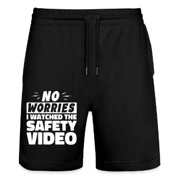 Keine Sorge, ich habe mir das Sicherheitsvideo angesehen - Stanley/Stella Unisex Bio Joggingshorts Trainer  - Schwarz - Vorne - Nik (191cm) & Marisol (170cm)