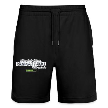Please do not disturb, panic attack is just loading anxiety - Stanley/Stella Trainer Unisex Organic Jogging Shorts - black - Front - Nik (191cm) & Marisol (170cm)