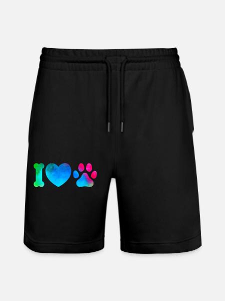 Love dogs - Stanley/Stella Unisex Bio Joggingshorts Trainer  - Schwarz