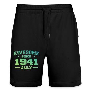July 1941 Birthday Party July 1941 Retro - Stanley/Stella Trainer Unisex Organic Jogging Shorts - black - Front - Nik (191cm) & Marisol (170cm)