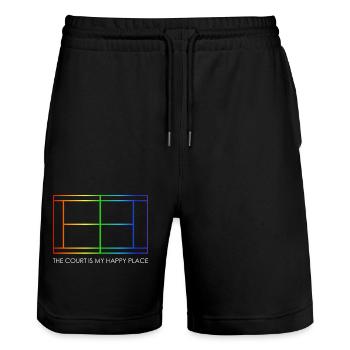 Tennis Balle de match Court de tennis Court de tennis - Short de jogging bio TRAINER Stanley/Stella unisexe - noir - Devant - Nik (191cm) & Marisol (170cm)