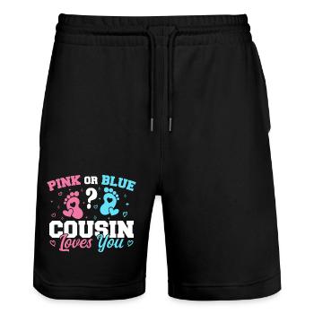 Rosa oder blauer Cousin liebt dich - Cousine - Stanley/Stella Unisex Bio Joggingshorts Trainer  - Schwarz - Vorne - Nik (191cm) & Marisol (170cm)
