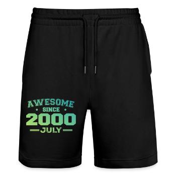 Juli 2000 Geburtstagsfeier Juli 2000 Retro - Stanley/Stella Unisex Bio Joggingshorts Trainer  - Schwarz - Vorne - Nik (191cm) & Marisol (170cm)