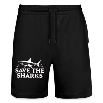 Sauver les requins - Short de jogging bio TRAINER Stanley/Stella unisexe - noir - Devant - Nik (191cm) & Marisol (170cm)