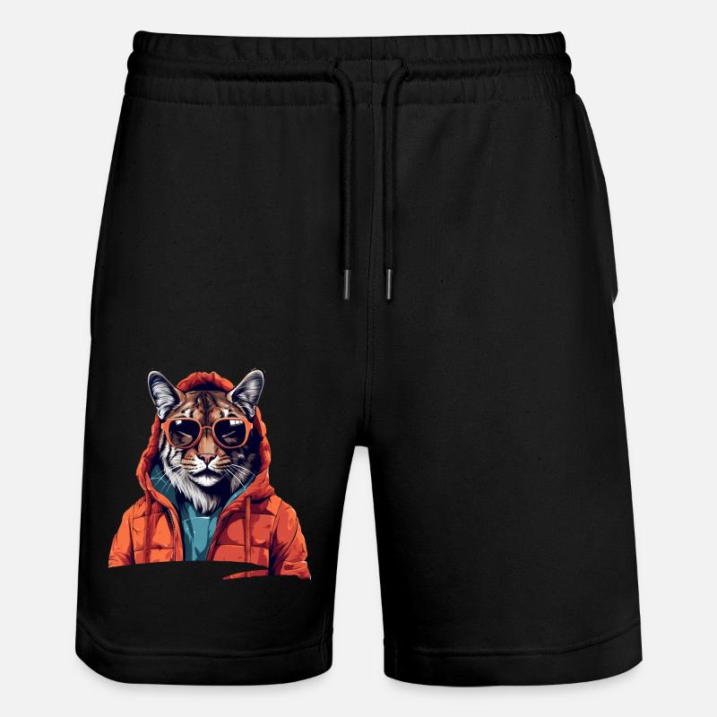 Streetstyle-Luchs | Luchs-Liebhaber - Stanley/Stella Unisex Bio Joggingshorts Trainer  - Schwarz