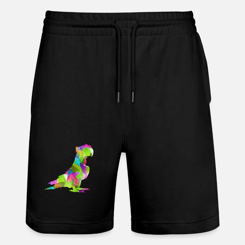 Bunter Papagei - Stanley/Stella Unisex Bio Joggingshorts Trainer  - Schwarz