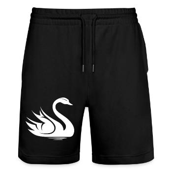 Swan Symbol Illustration Water Lake Nature Animals - Stanley/Stella Trainer Unisex Organic Jogging Shorts - black - Front - Nik (191cm) & Marisol (170cm)