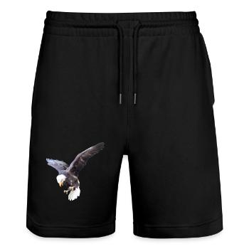 L’aigle en piqué - Short de jogging bio TRAINER Stanley/Stella unisexe - noir - Devant - Nik (191cm) & Marisol (170cm)