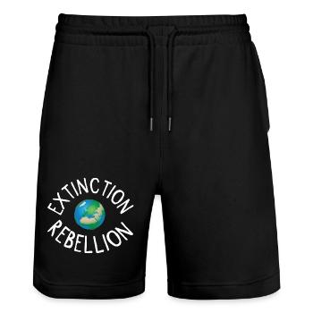 Extinction Rebellion Planet Erde weiss - Stanley/Stella Unisex Bio Joggingshorts Trainer  - Schwarz - Vorne - Nik (191cm) & Marisol (170cm)