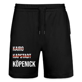 Grafik mit Köpenick - Stanley/Stella Unisex Bio Joggingshorts Trainer  - Schwarz - Vorne - Nik (191cm) & Marisol (170cm)