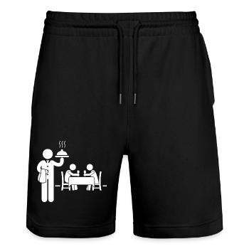 Waitress Waiter - Stanley/Stella Trainer Unisex Organic Jogging Shorts - black - Front - Nik (191cm) & Marisol (170cm)