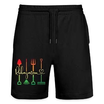 Rechenzentrum Gärtner Garten - Stanley/Stella Unisex Bio Joggingshorts Trainer  - Schwarz - Vorne - Nik (191cm) & Marisol (170cm)