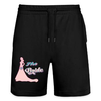the bride retro pink typographie et silhouette - Short de jogging bio TRAINER Stanley/Stella unisexe - noir - Devant - Nik (191cm) & Marisol (170cm)