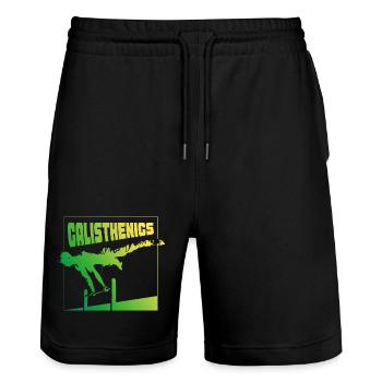 Calisthenics Gradient Pose Square Design - Stanley/Stella Trainer Unisex Organic Jogging Shorts - black - Front - Nik (191cm) & Marisol (170cm)