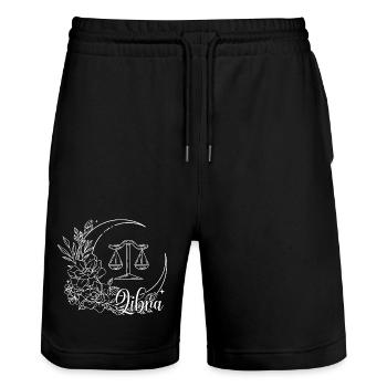 Waage Floral Sternzeichen Emblem - Stanley/Stella Unisex Bio Joggingshorts Trainer  - Schwarz - Vorne - Nik (191cm) & Marisol (170cm)