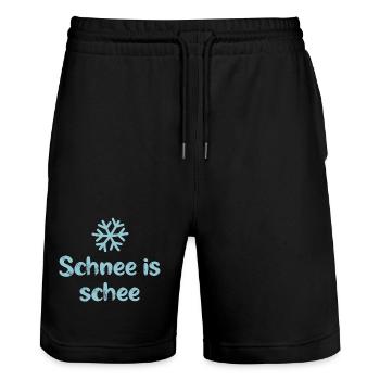 Schnee is schee bayrisch Alpen cool Sprüche Winter - Stanley/Stella Unisex Bio Joggingshorts Trainer  - Schwarz - Vorne - Nik (191cm) & Marisol (170cm)